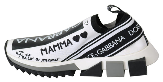 Dolce & Gabbana – Slip-On-Sorrento-Sneaker in Weiß und Schwarz