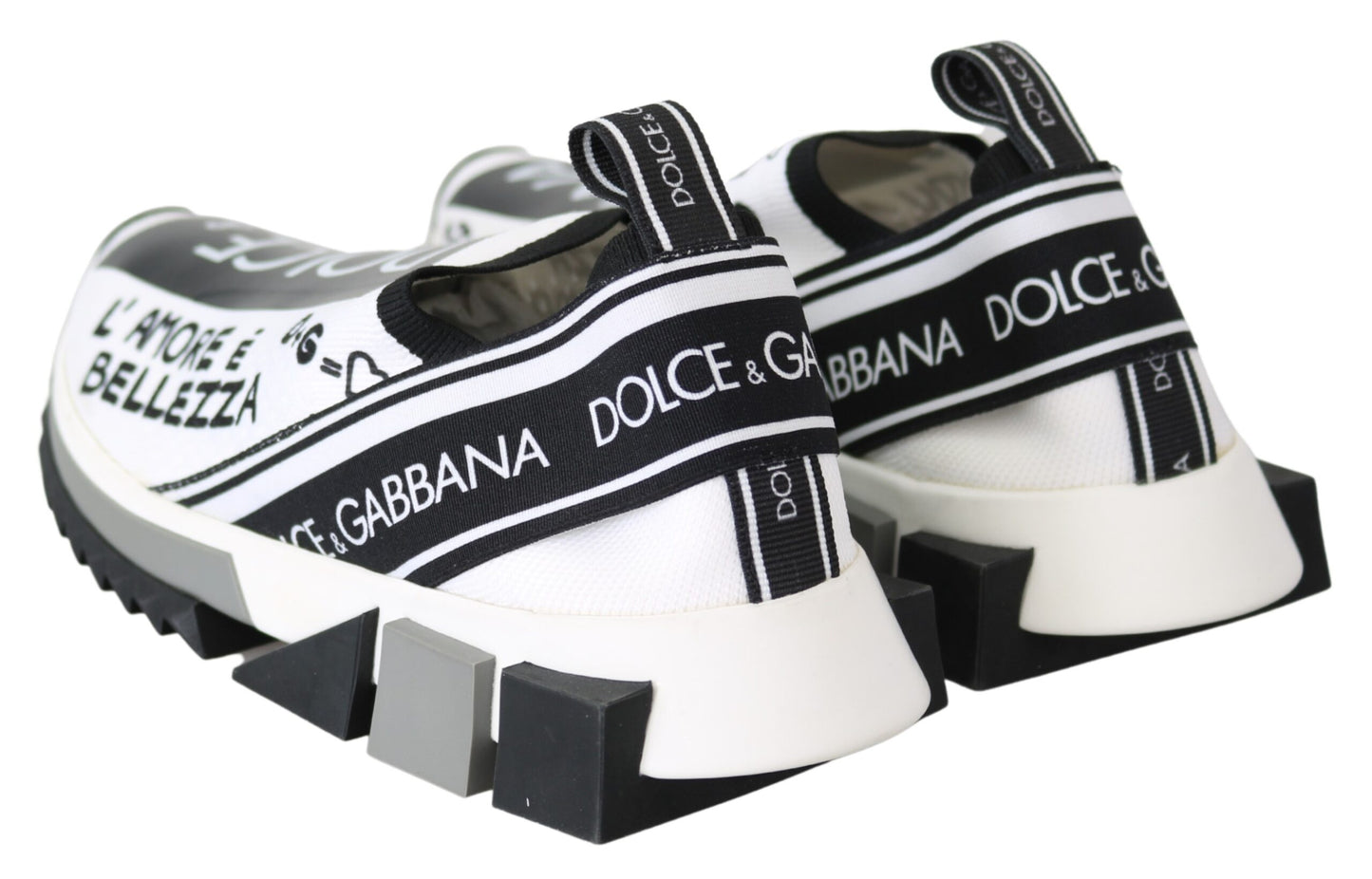 Dolce & Gabbana – Slip-On-Sorrento-Sneaker in Weiß und Schwarz