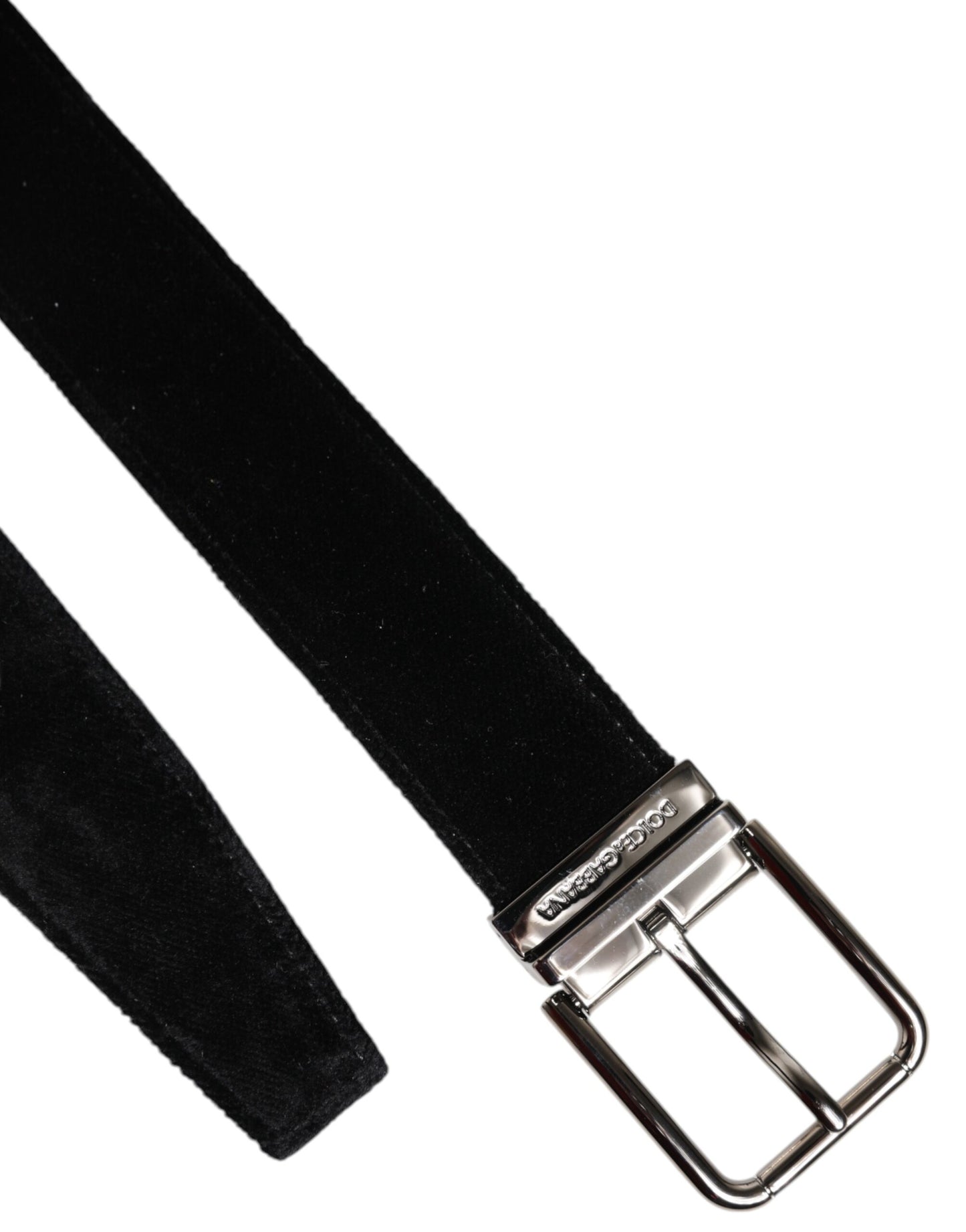Dolce & Gabbana Schwarzer Baumwollgürtel mit silberner Metallschnalle