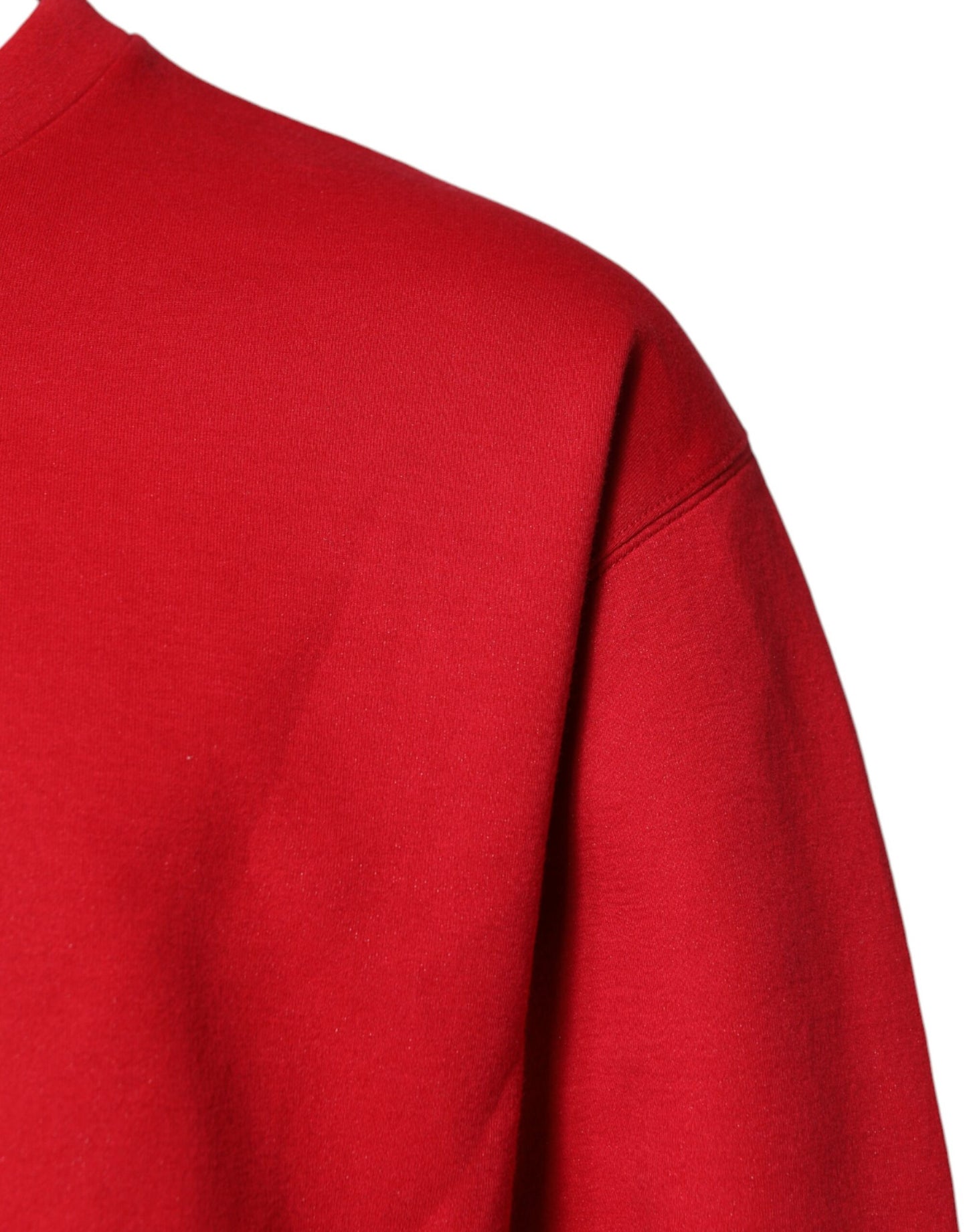 Dolce & Gabbana – Roter Baumwollpullover mit Rundhalsausschnitt und geprägtem Logo