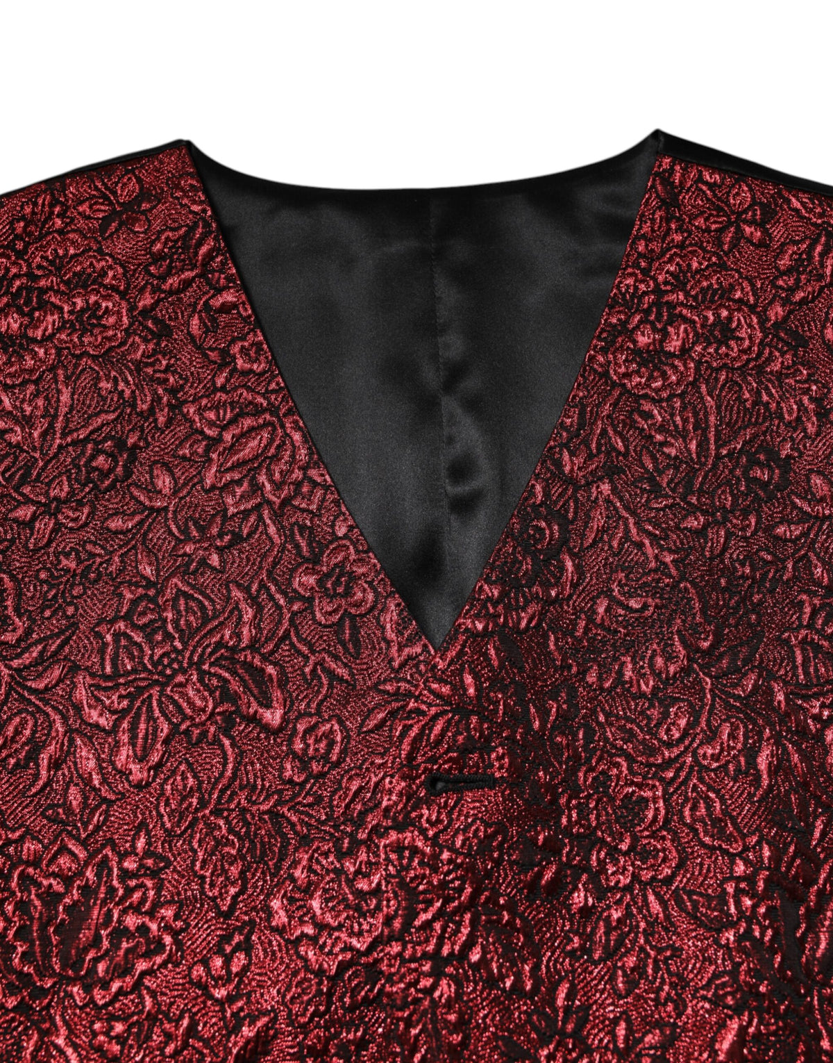 Dolce & Gabbana Rote Weste aus floralem Brokat für formelle Herren