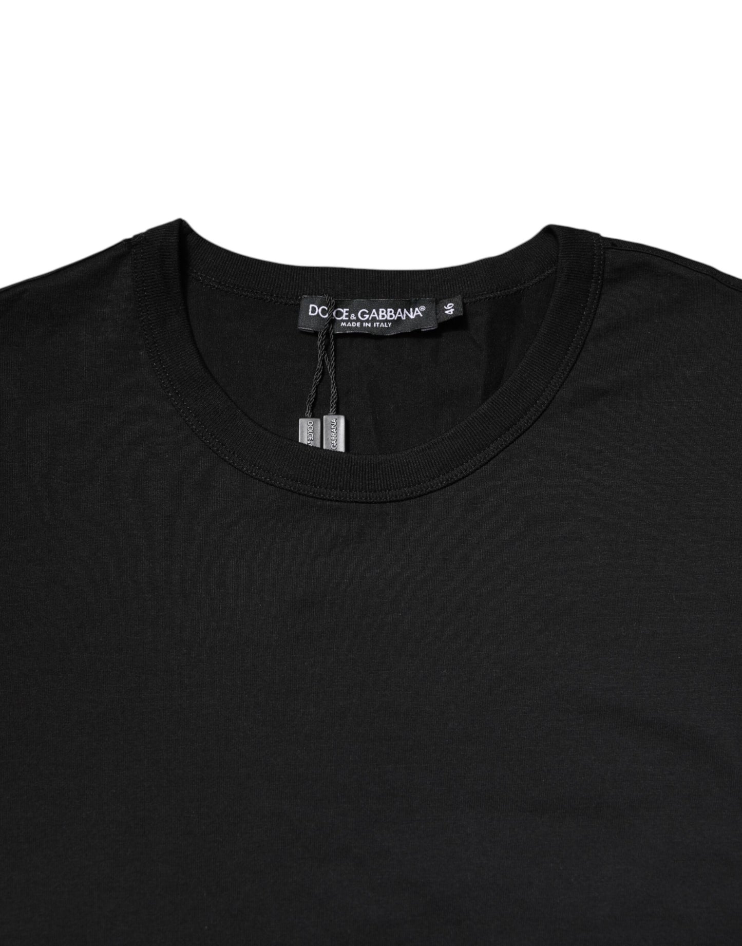 Dolce & Gabbana – Schwarzes T-Shirt aus Baumwolle mit kurzen Ärmeln und Rundhalsausschnitt