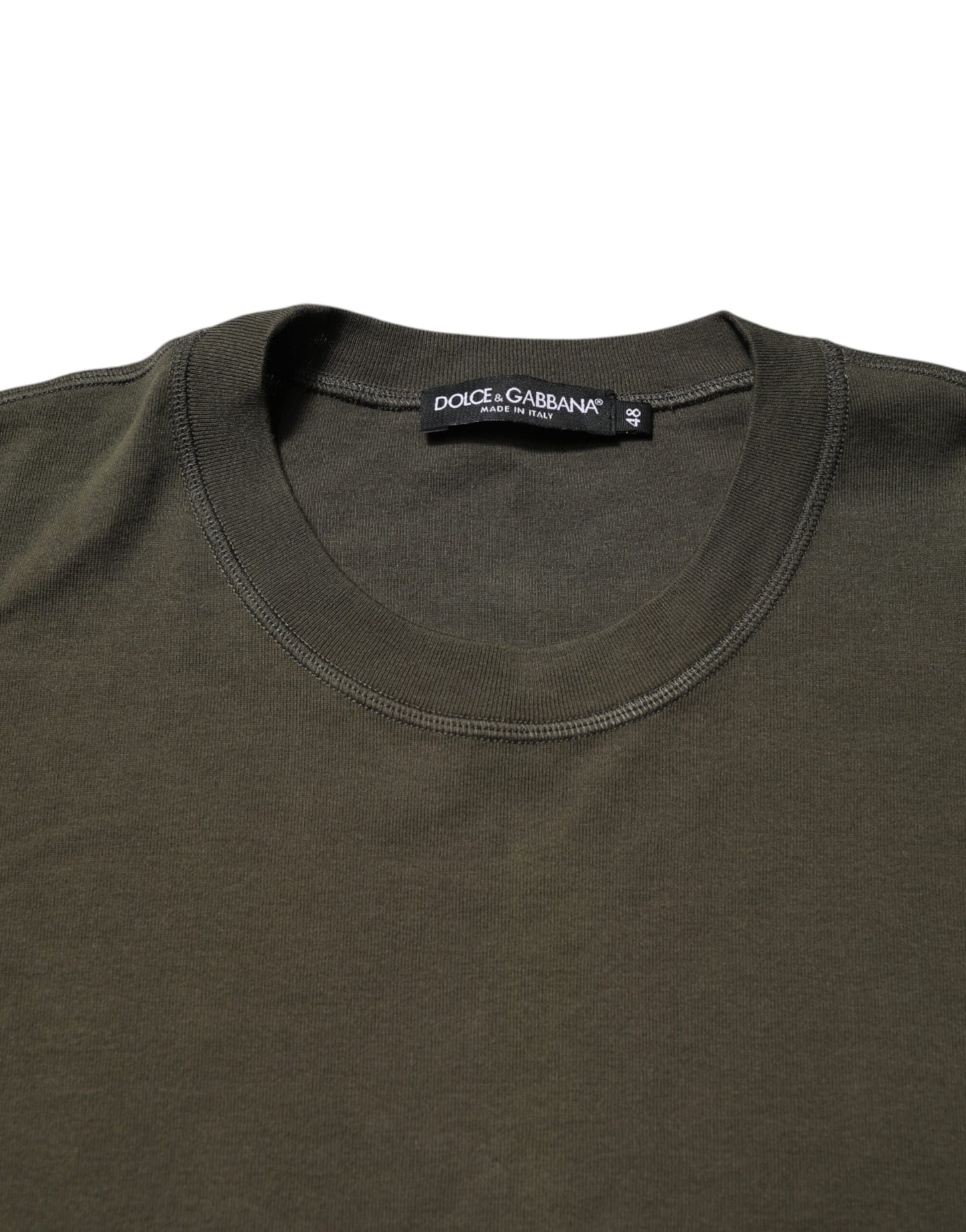 Dolce & Gabbana – Dunkelgrünes T-Shirt mit langen Ärmeln und Rundhalsausschnitt