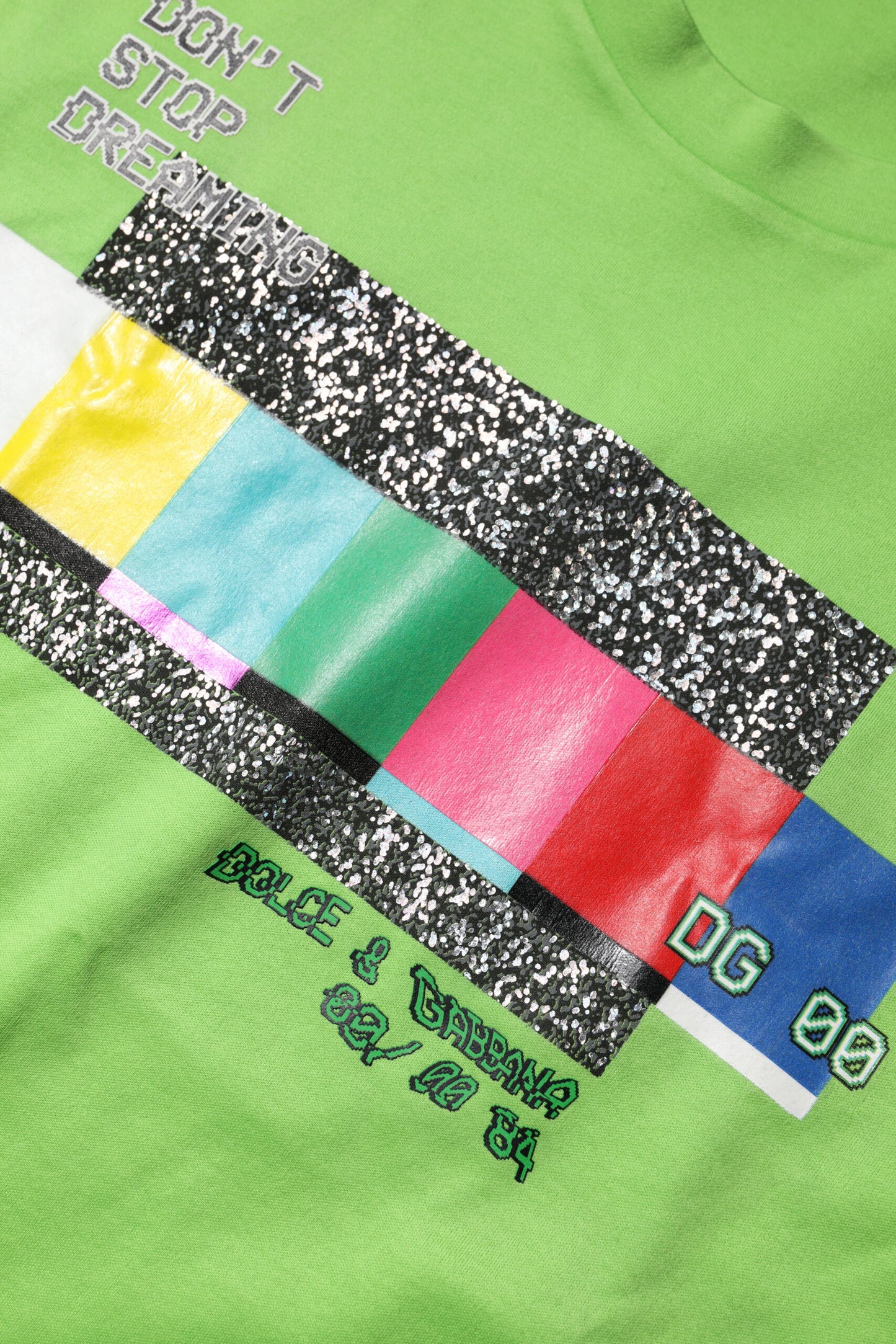 Dolce & Gabbana – Grünes T-Shirt mit Rundhalsausschnitt und grafischem Aufdruck