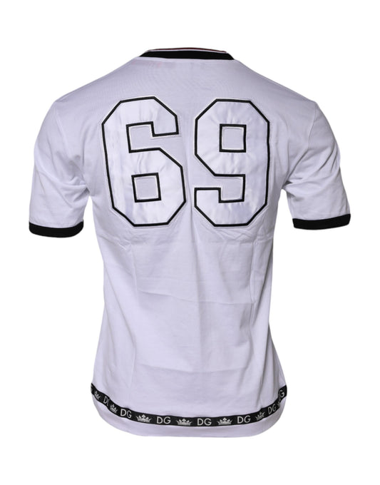 Dolce & Gabbana – Weißes Baumwoll-T-Shirt mit Kronenkönig-Stickerei