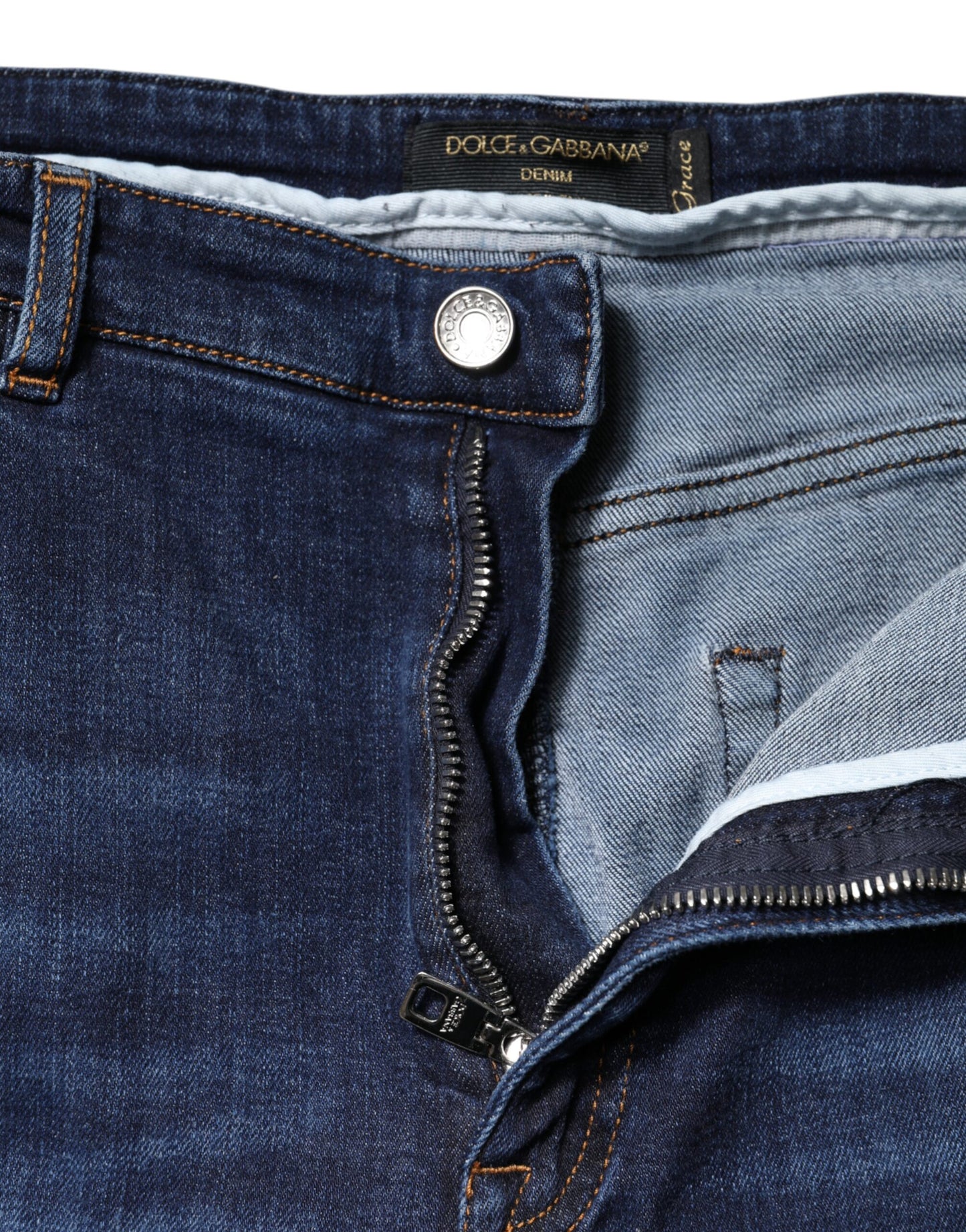 Dolce & Gabbana – Blaue, verkürzte Jeans aus Baumwolle mit hoher Taille