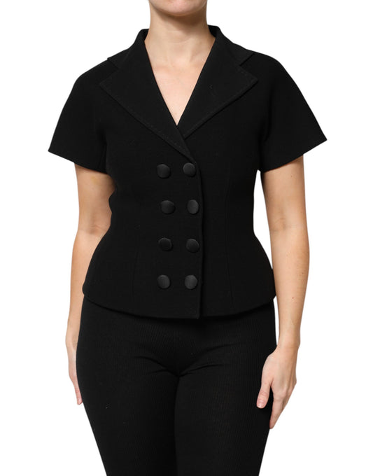 جاكيت دولتشي آند غابانا أسود من الصوف مزدوج الصدر