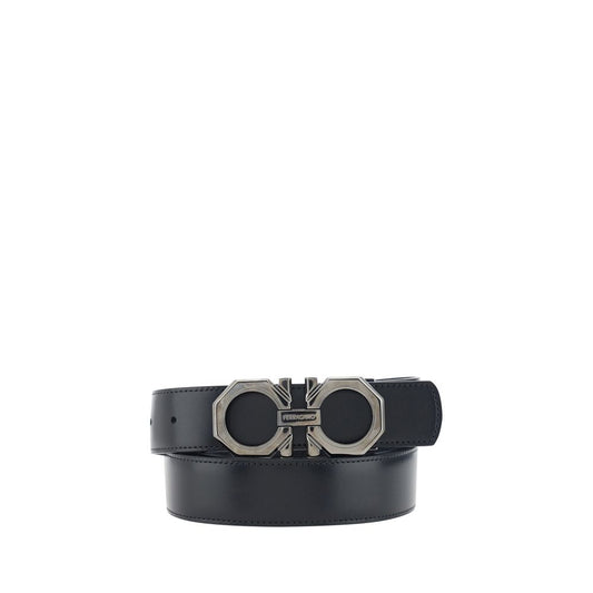 Ferragamo Black Calf Leather Bos Taurus Regular Belt