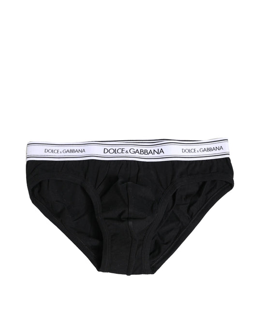 Dolce & Gabbana – Schwarze Slips aus Baumwollstretch in normaler Passform