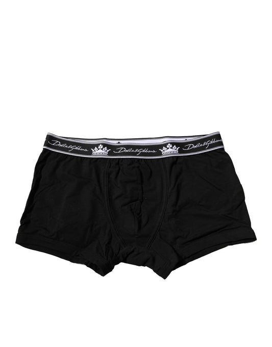 Dolce & Gabbana – Schwarze Boxershorts aus Baumwollstretch in regulärer Passform