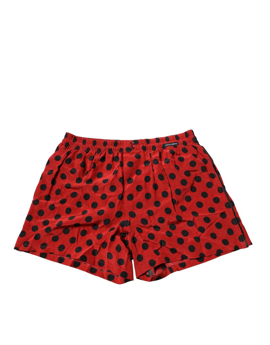 Dolce & Gabbana – Boxershorts aus roter Seide mit Punkten