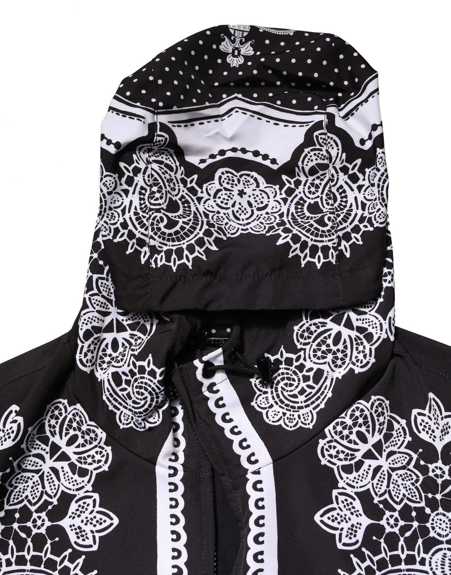 Dolce & Gabbana – Schwarze Bomberjacke mit Kapuze und Bandana-Print