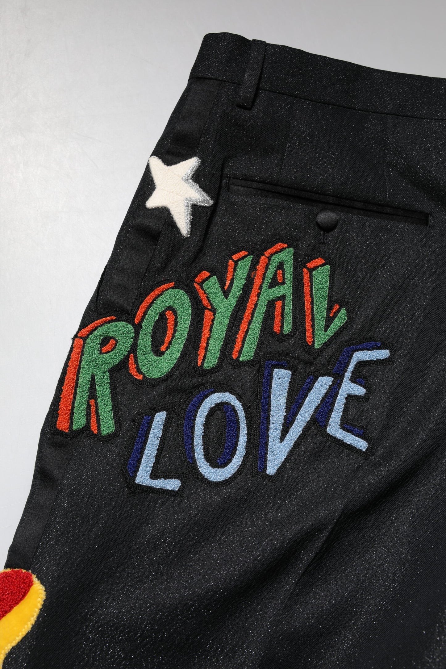 Dolce & Gabbana Schwarze grafische Stickerei Herrenhose