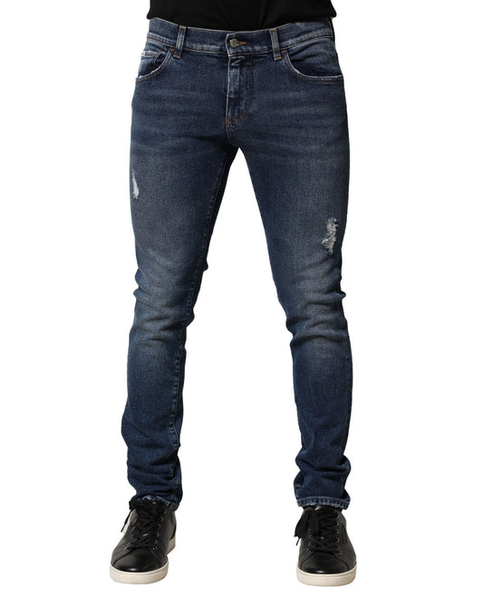 Dolce & Gabbana – Blau verwaschene Skinny-Jeans aus Baumwolldenim