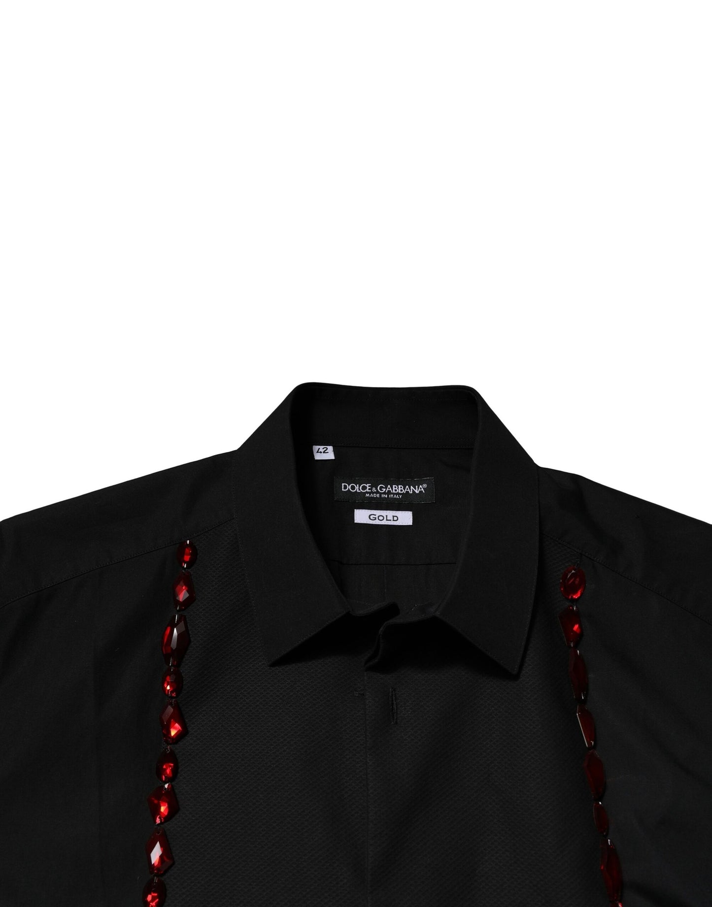 Dolce & Gabbana Schwarzes Kristall GOLD Formelles Herrenhemd