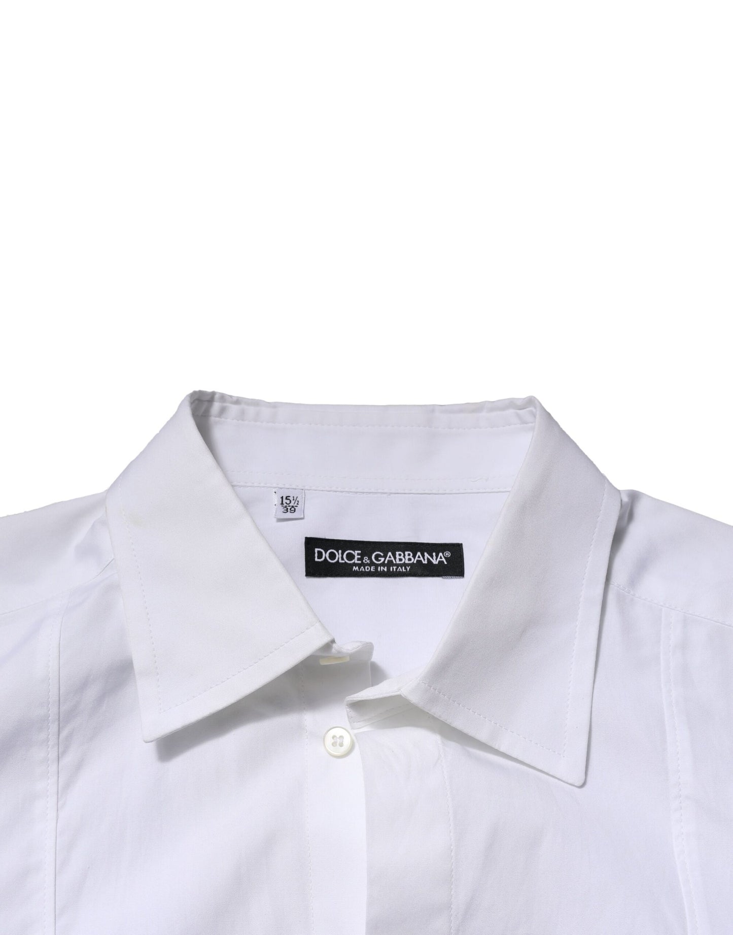 Dolce & Gabbana Weißes formelles Herrenhemd aus Popeline-Baumwolle