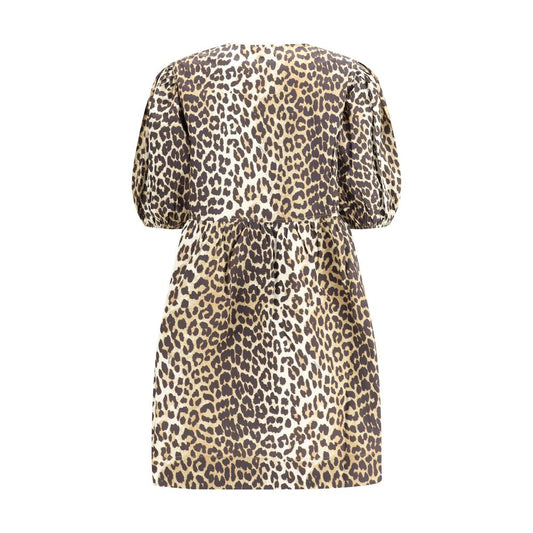 Ganni Braunes Baumwoll-Freizeitkleid