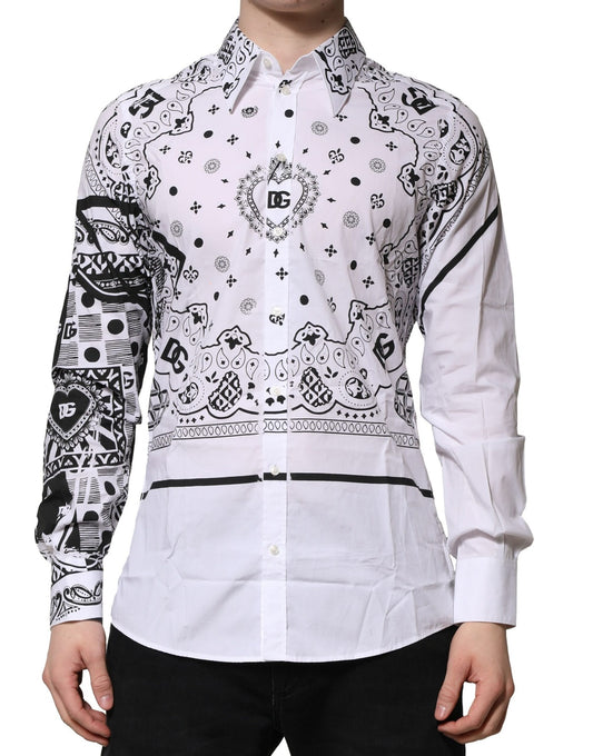 Dolce & Gabbana Weißes formelles Hemd mit MARTINI-Bandana-Print
