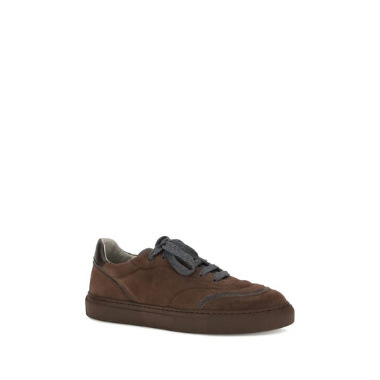 Brunello Cucinelli Braune Gummi-Sneaker mit niedrigem Schaft