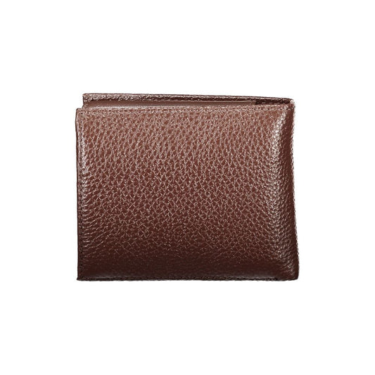 Tommy Hilfiger – Elegante, zweifach gefaltete Brieftasche aus braunem Leder