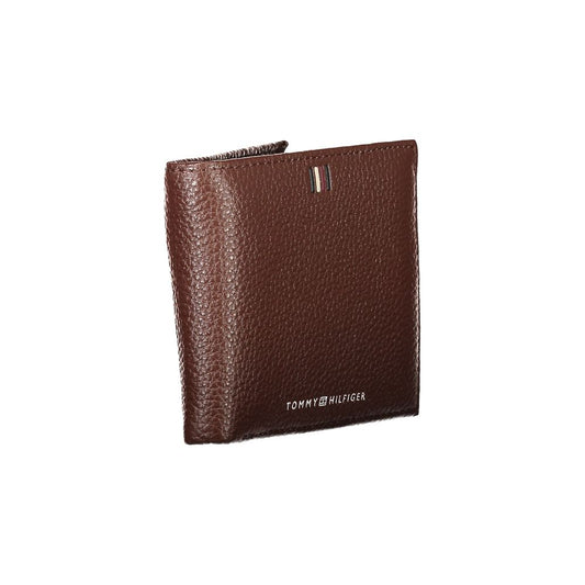 Tommy Hilfiger – Elegante, zweifach gefaltete Brieftasche aus braunem Leder