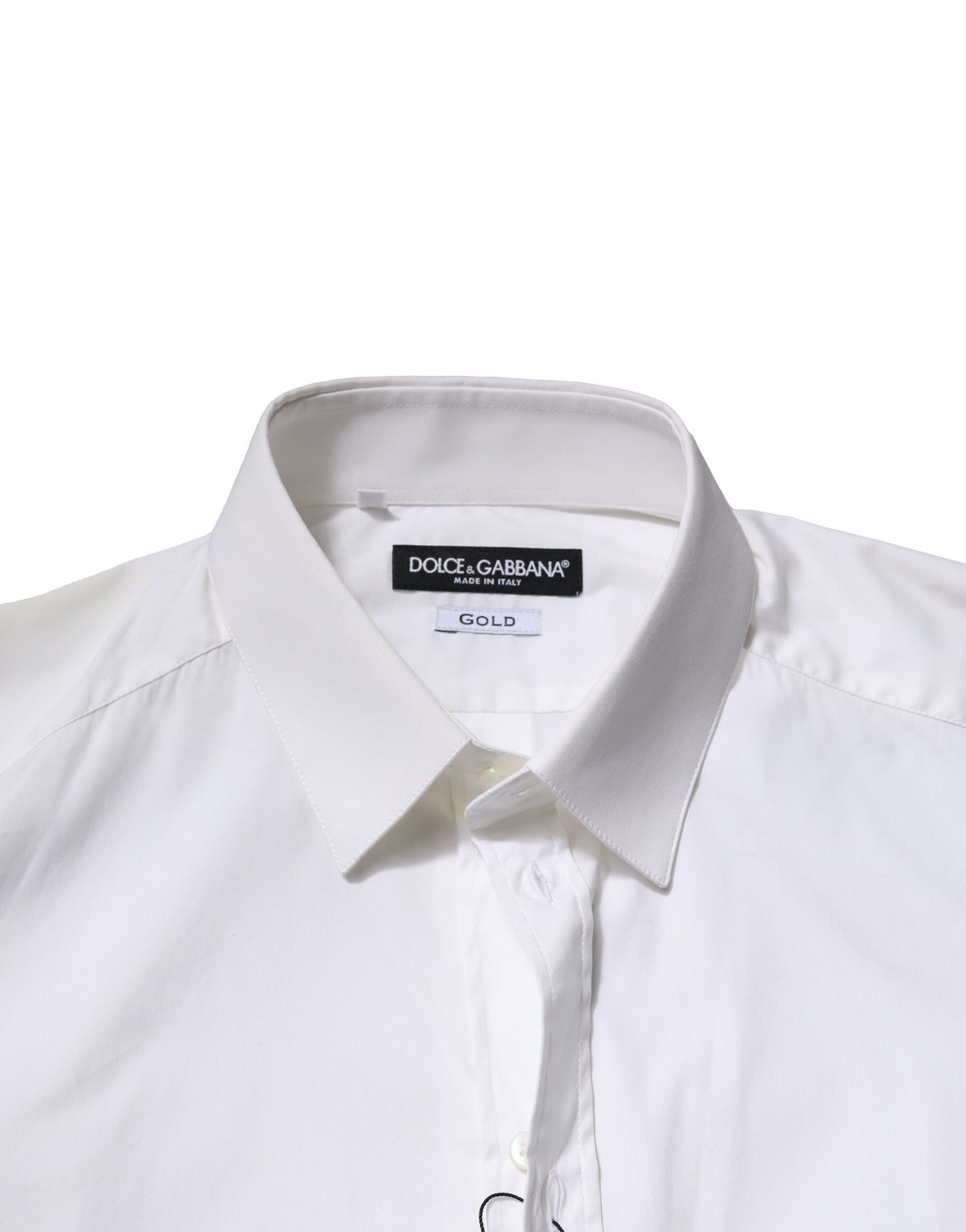 Dolce & Gabbana – Weißes, langärmliges, formelles Hemd aus Baumwolle in GOLD