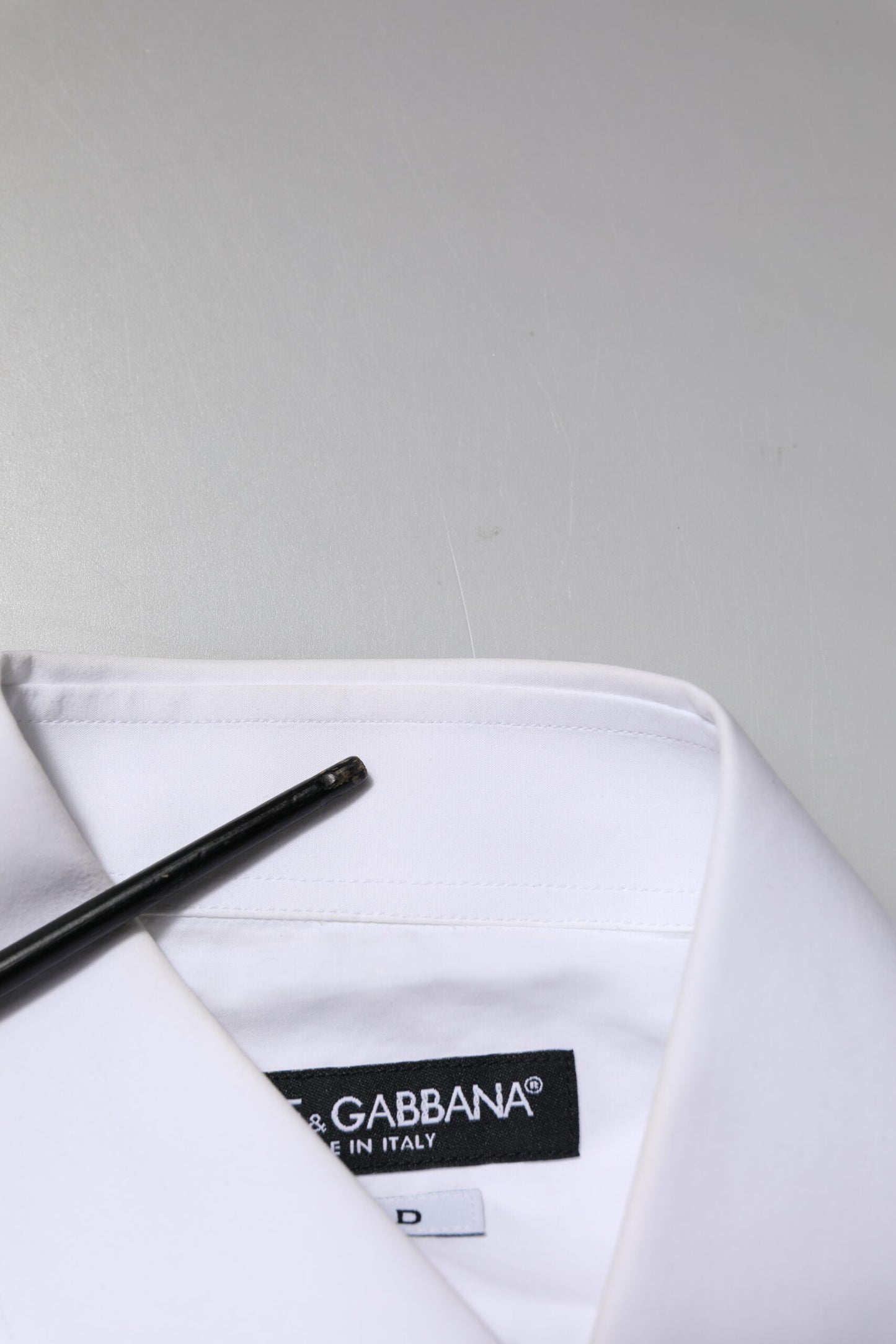 Dolce & Gabbana – Weißes, langärmliges, formelles Hemd aus Baumwolle in GOLD