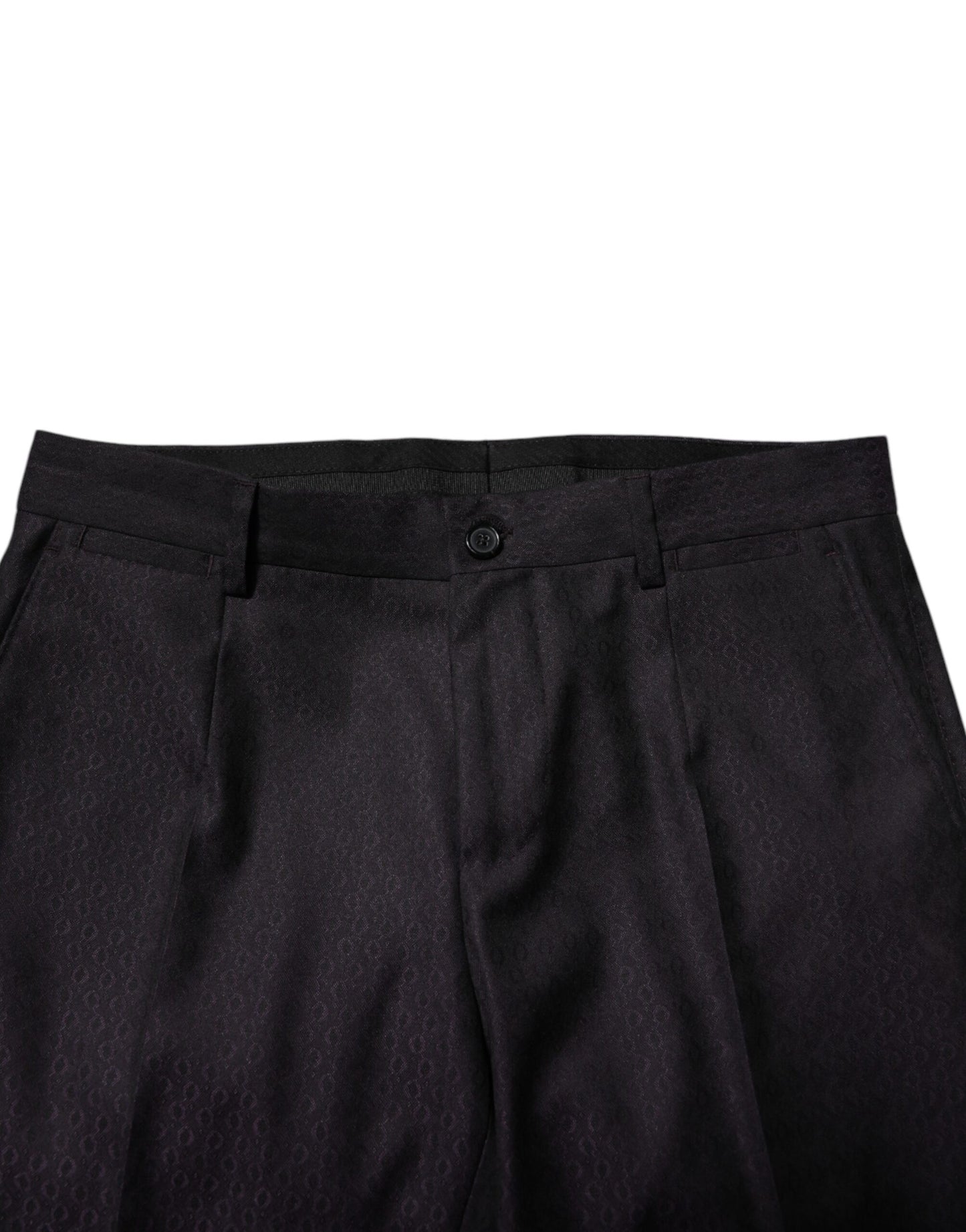 Dolce & Gabbana – Schwarze, gemusterte Anzughose aus Wolle