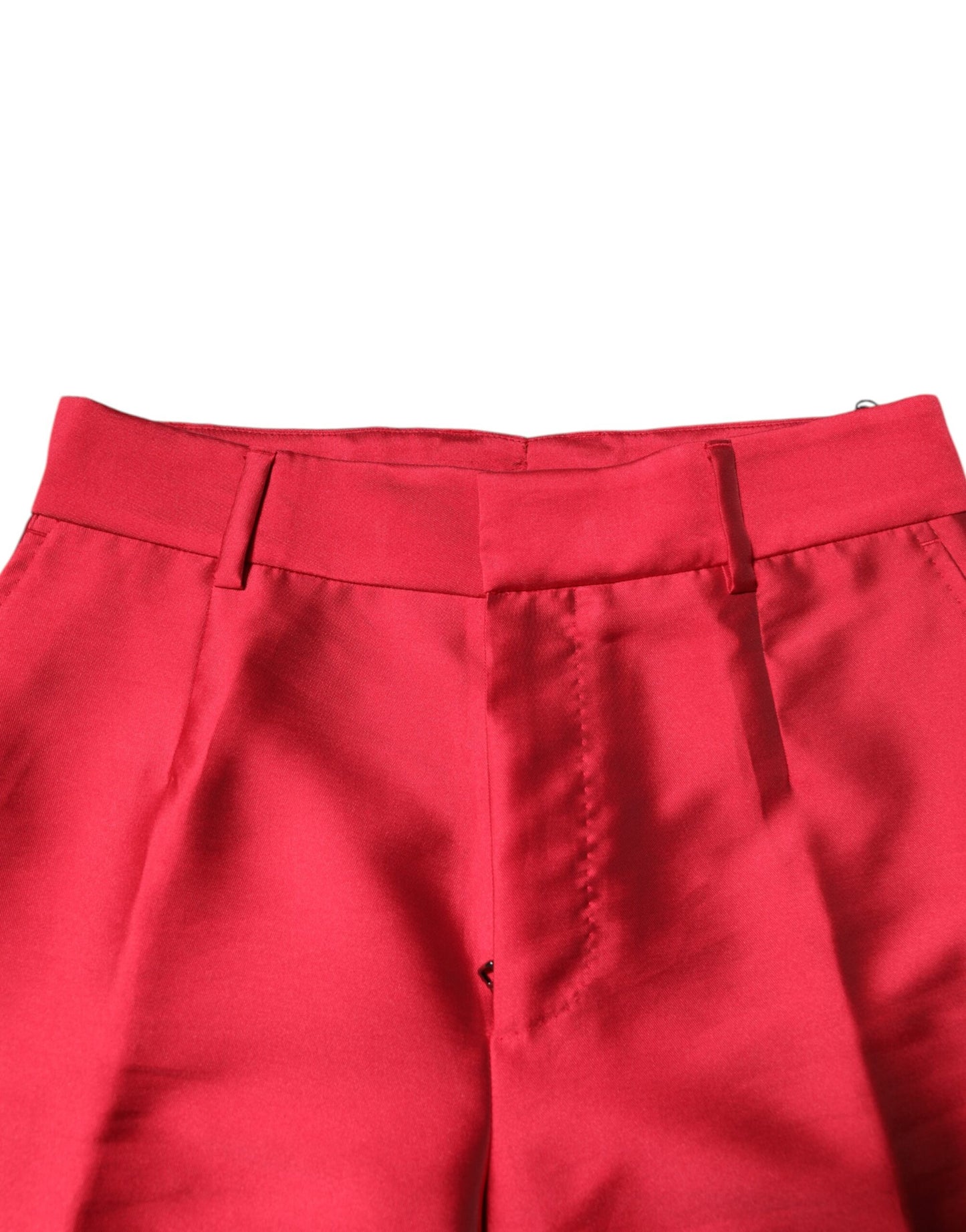 Dolce & Gabbana – Rote, verkürzte Anzughose aus Polyester