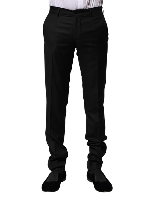 Dolce & Gabbana Black Wool Formal Men Slim Pants