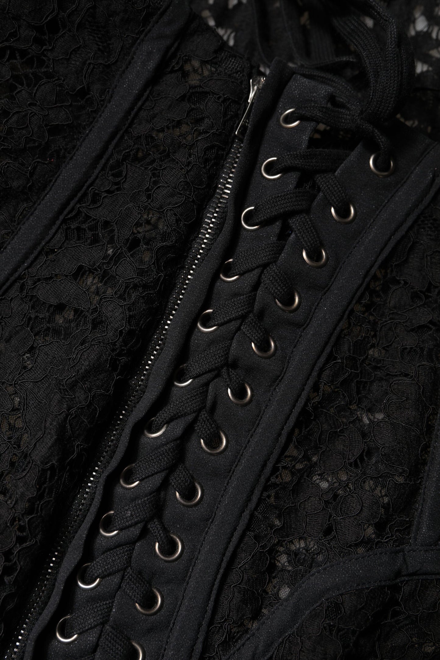 Dolce & Gabbana – Schwarzes Korsett-Bustier-Oberteil aus geblümter Baumwolle mit Spitze