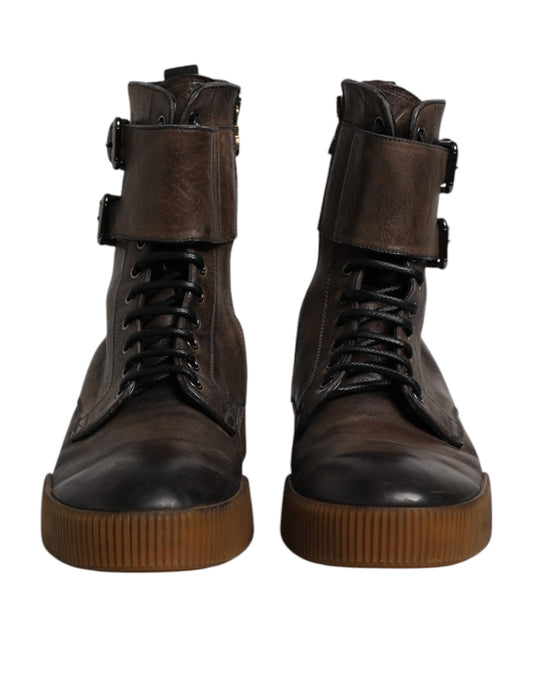 Dolce & Gabbana Brown Horse Leather Mid Calf Boots Shoes