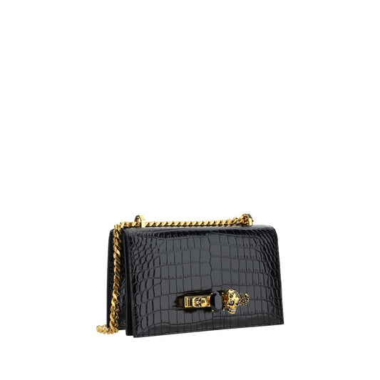 Alexander McQueen Schultertasche Bos Taurus aus schwarzem Kalbsleder