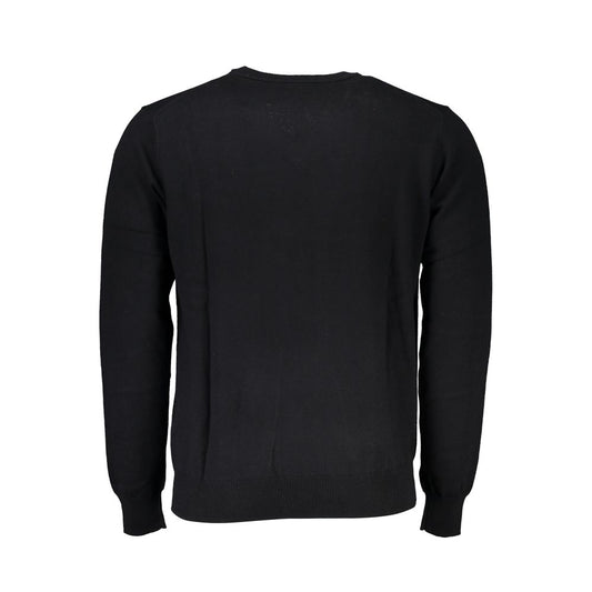 Harmont & Blaine – Eleganter, bestickter schwarzer Pullover mit V-Ausschnitt