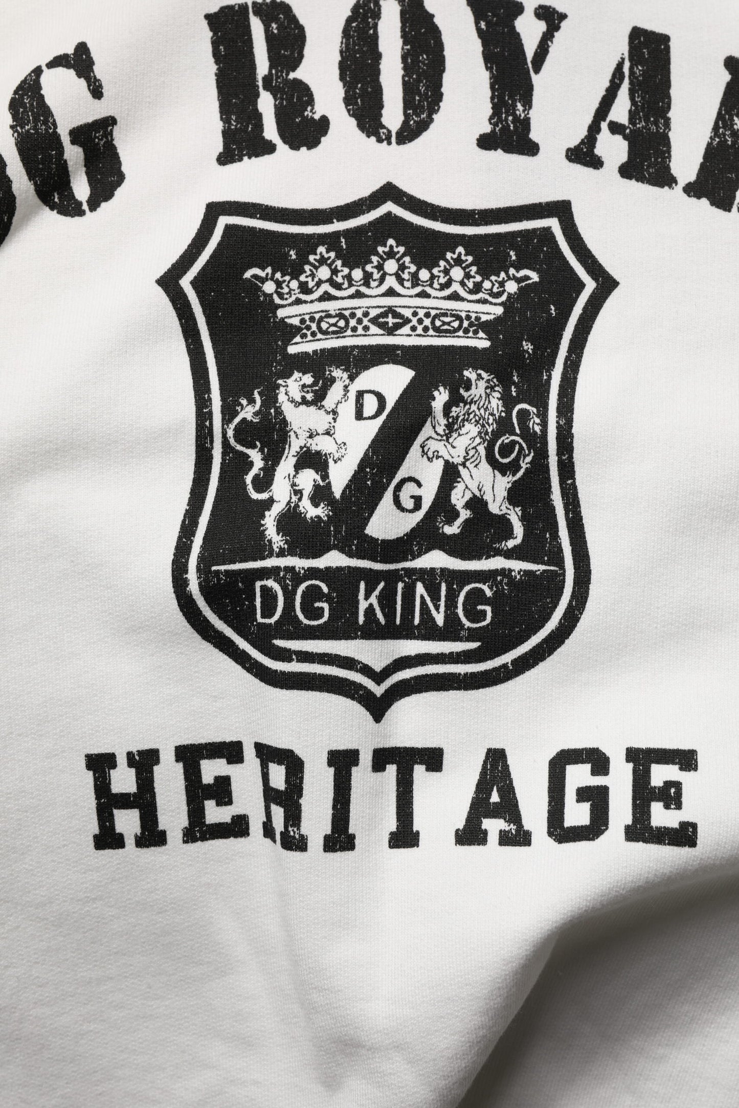 Dolce & Gabbana – Kapuzenpullover aus weißer Baumwolle mit DG ROYAL-Print
