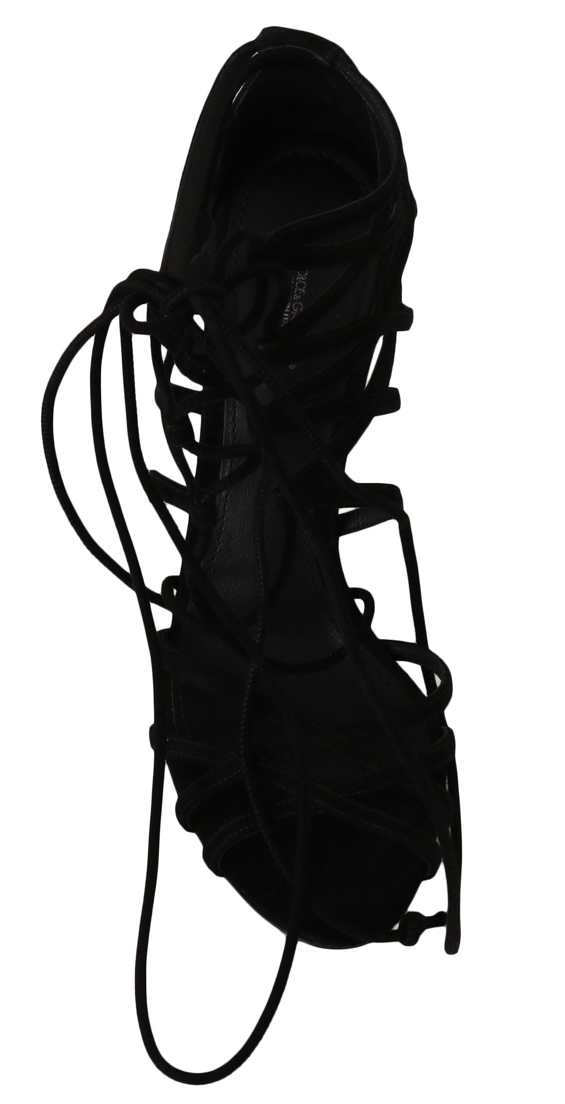 Dolce & Gabbana – Schwarze Stiletto-Sandalen mit Wildlederriemen