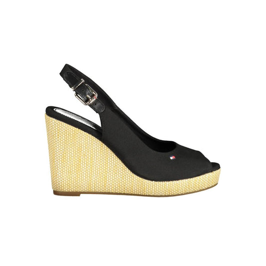 Tommy Hilfiger – Schwarze Baumwoll-Sandalen für Damen