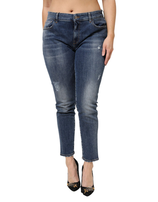 Dolce & Gabbana – Blaue Jeans aus gewaschener Baumwolle mit niedriger Taille
