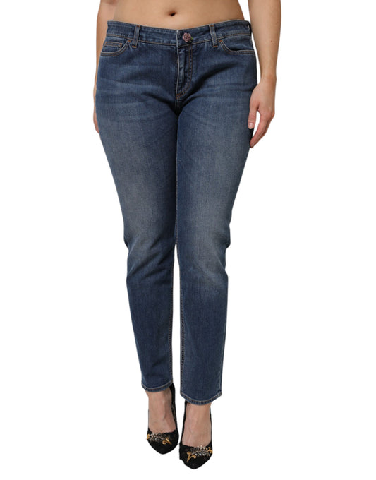 Dolce & Gabbana, Blaue Skinny-Jeans aus Baumwolle mit niedriger Taille
