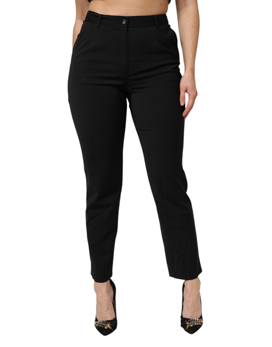 Dolce & Gabbana Schwarze, hoch taillierte, konisch zulaufende STAFF-Hose