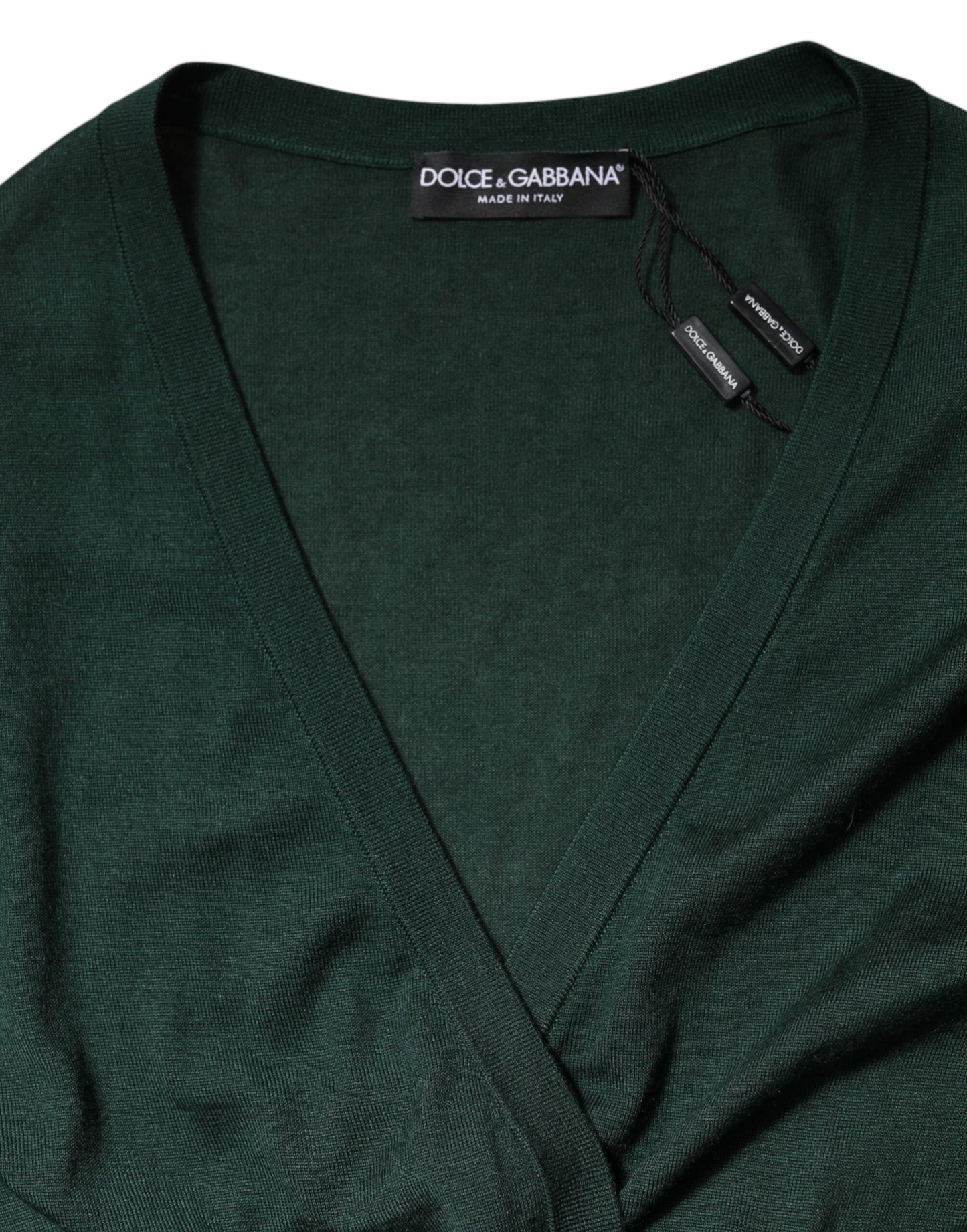 Dolce & Gabbana Dunkelgrüner Cardigan aus Kaschmir und Seide