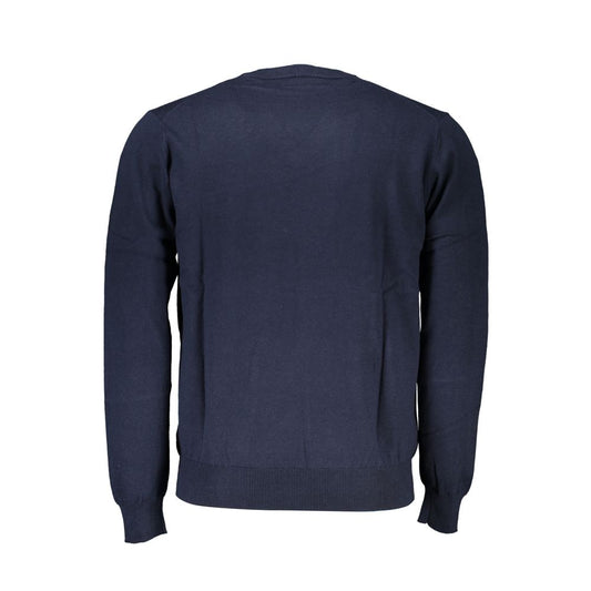 Harmont & Blaine – Blauer Pullover mit V-Ausschnitt und Stickerei