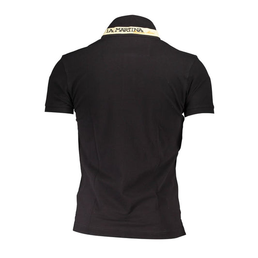 La Martina Black Cotton Men's Polo Shirt