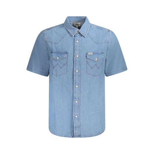 Wrangler Hellblaues Herrenhemd aus Baumwolle