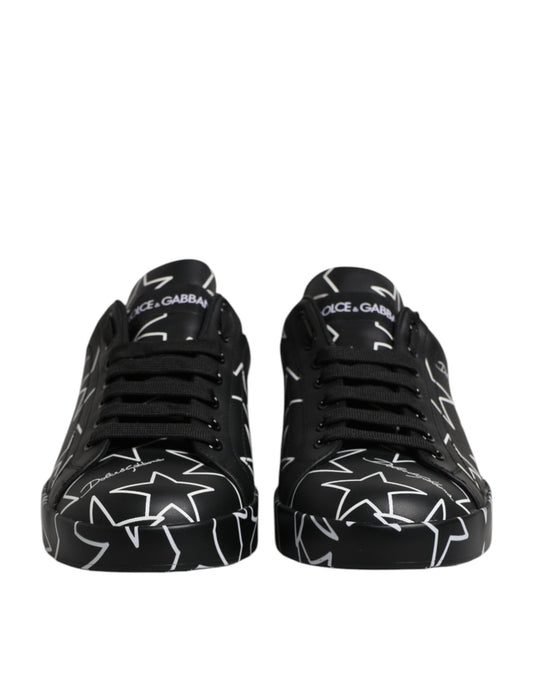 Dolce & Gabbana Black White Stars Low Top Men Sneakers Shoes