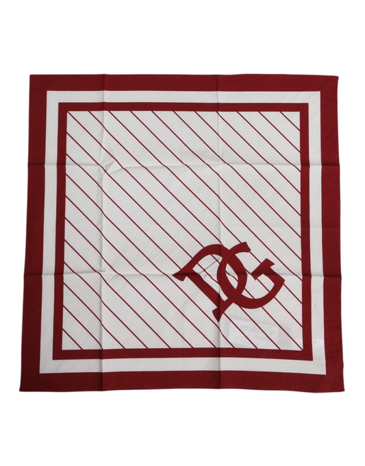Dolce & Gabbana White Red DG Logo Square Men Foulard Scarf