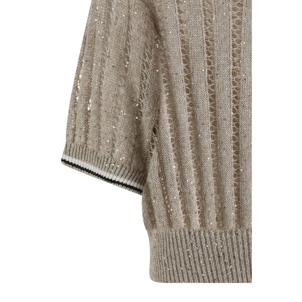 Brunello Cucinelli Pullover mit durchbrochenem Strickmuster und Pailletten