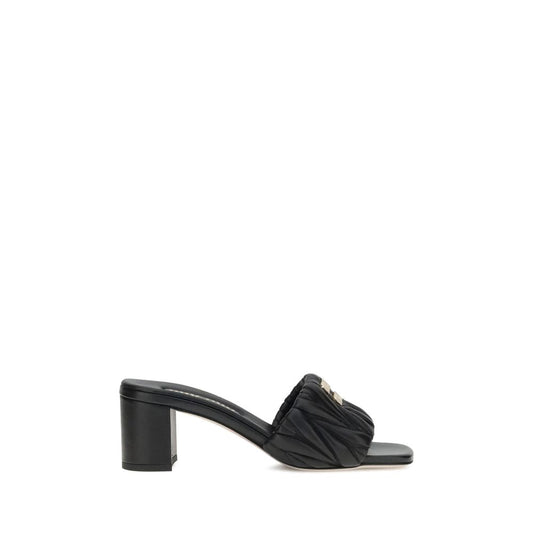 Miu Miu Schwarze Lammleder-Sandalen mit Stiletto-Absatz aus Widderleder