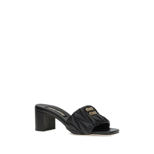 Miu Miu Schwarze Lammleder-Sandalen mit Stiletto-Absatz aus Widderleder