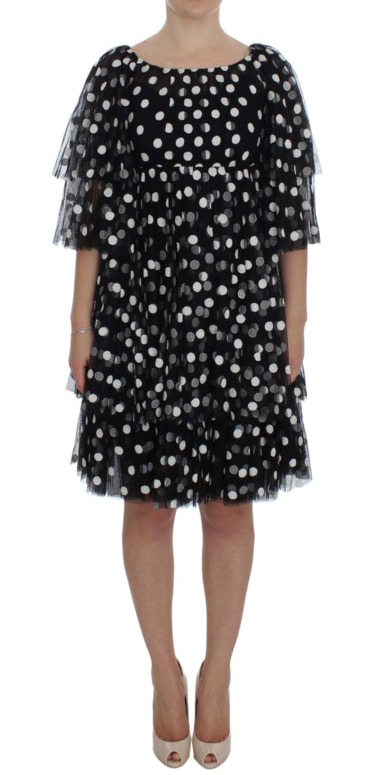 Dolce & Gabbana – Schwarz-weiß gepunktetes Rüschenkleid